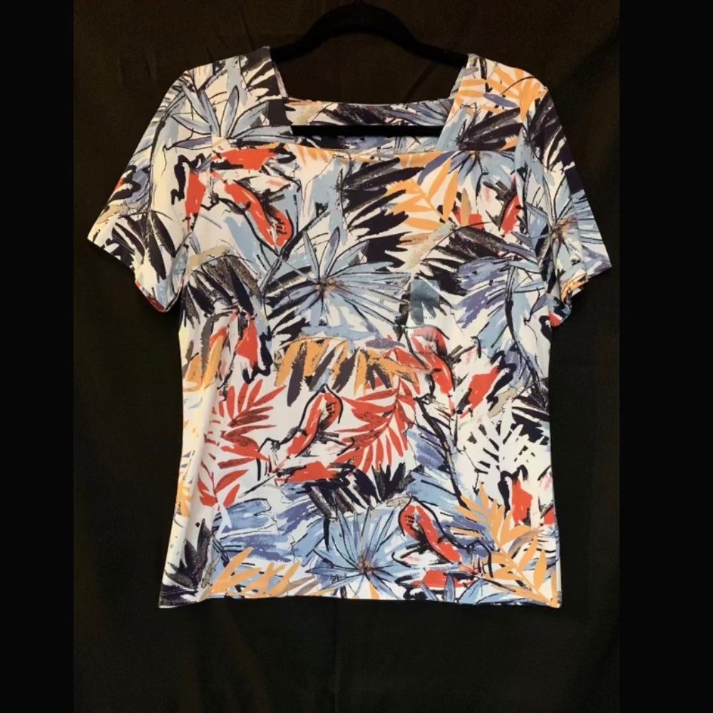 NWT Coral Bay Multi Colored Print Florida Tee